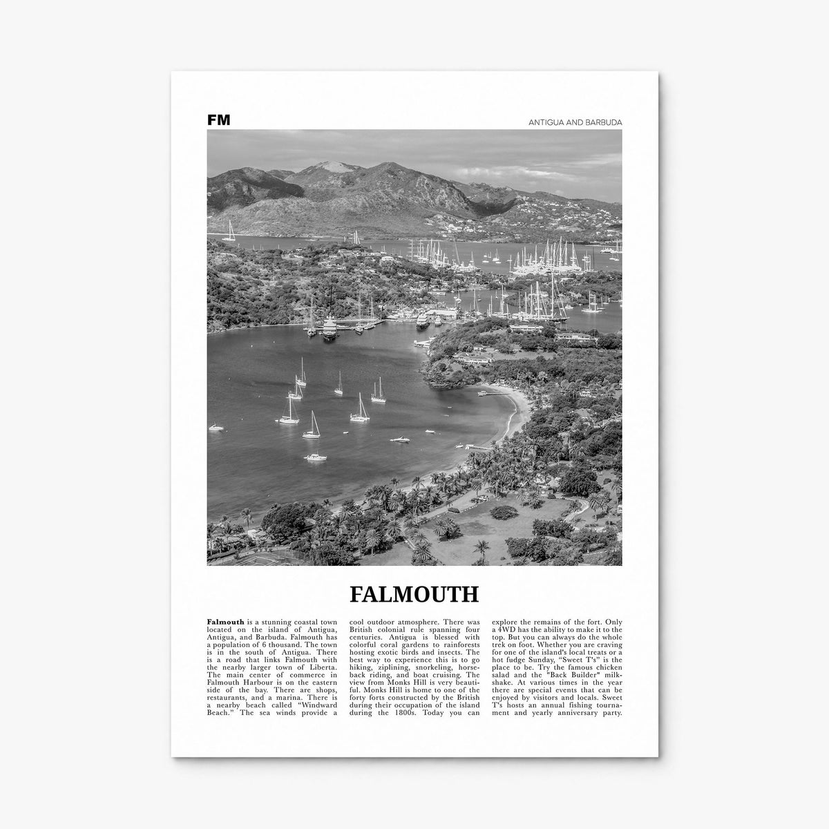 Falmouth, Antigua and Barbuda Newspaper Poster, print only (unframed)