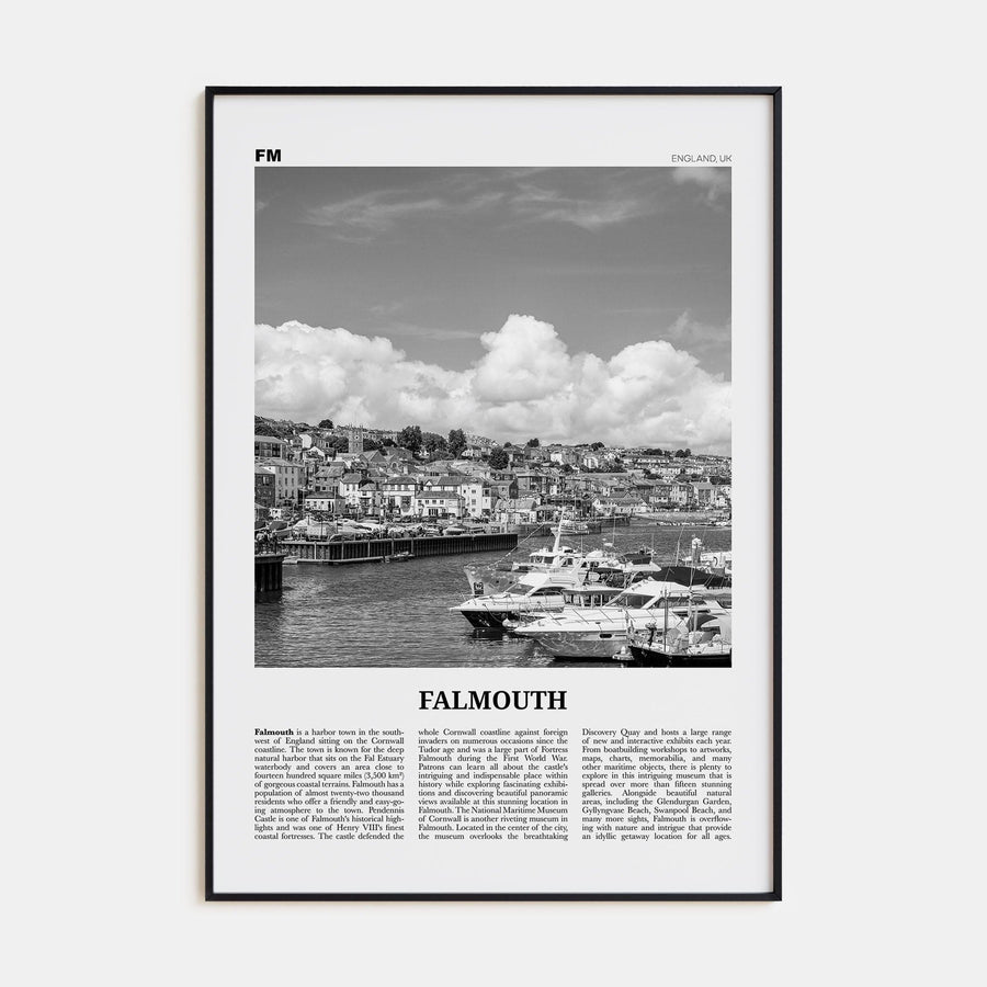 Falmouth, England Poster None / 8x12 in Nbourhood Travel B&W Poster