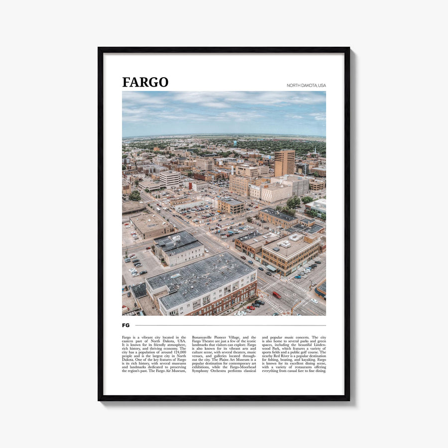 Fargo colorful travel poster of North Dakota, USA – vertical wall art, unframed print shown in interior mockup