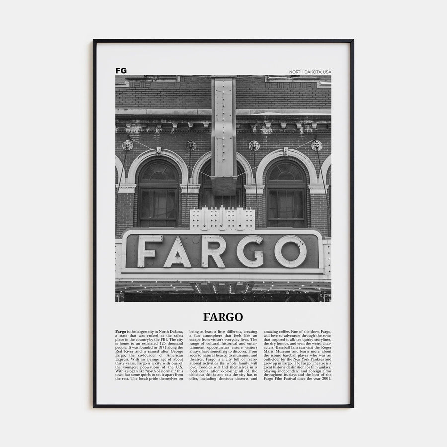 Fargo No 1 Poster None / 8x12 in Nbourhood Travel B&W Poster