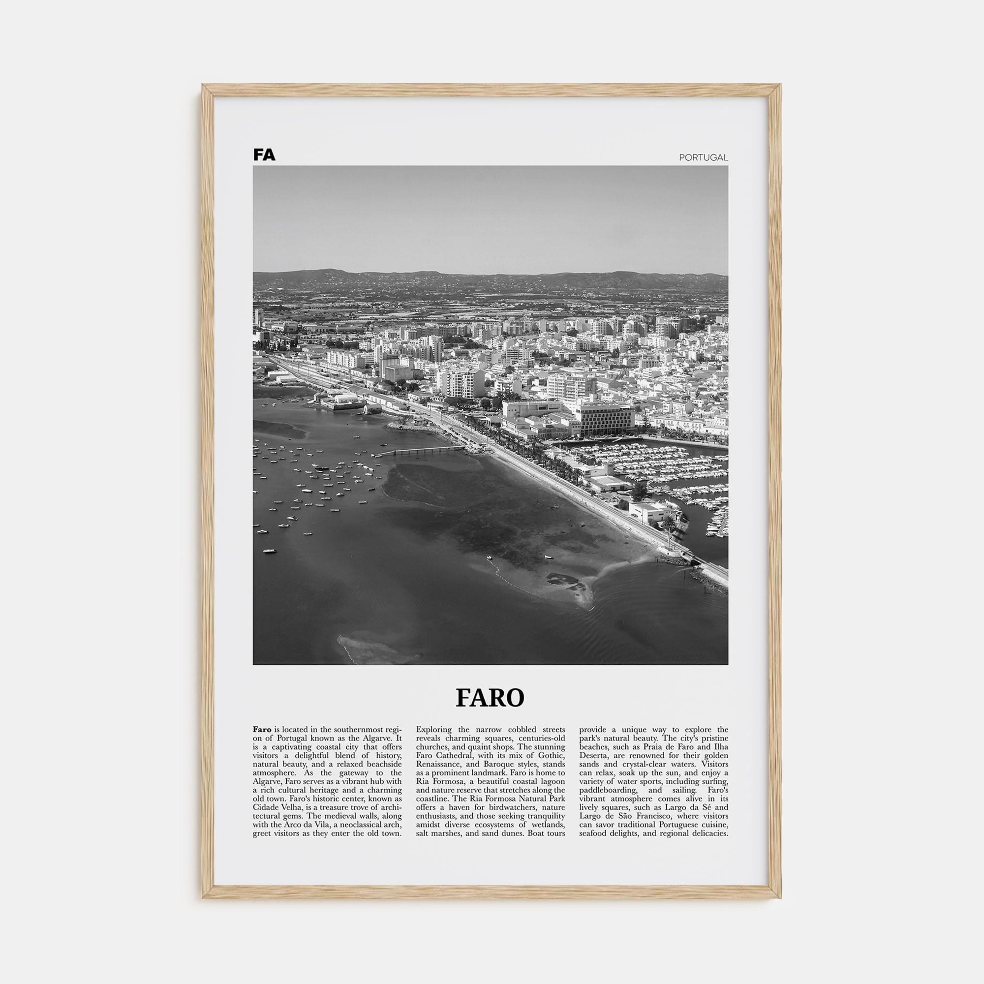 Faro Poster Natural Wood / 8x12 in Nbourhood Travel B&W Poster