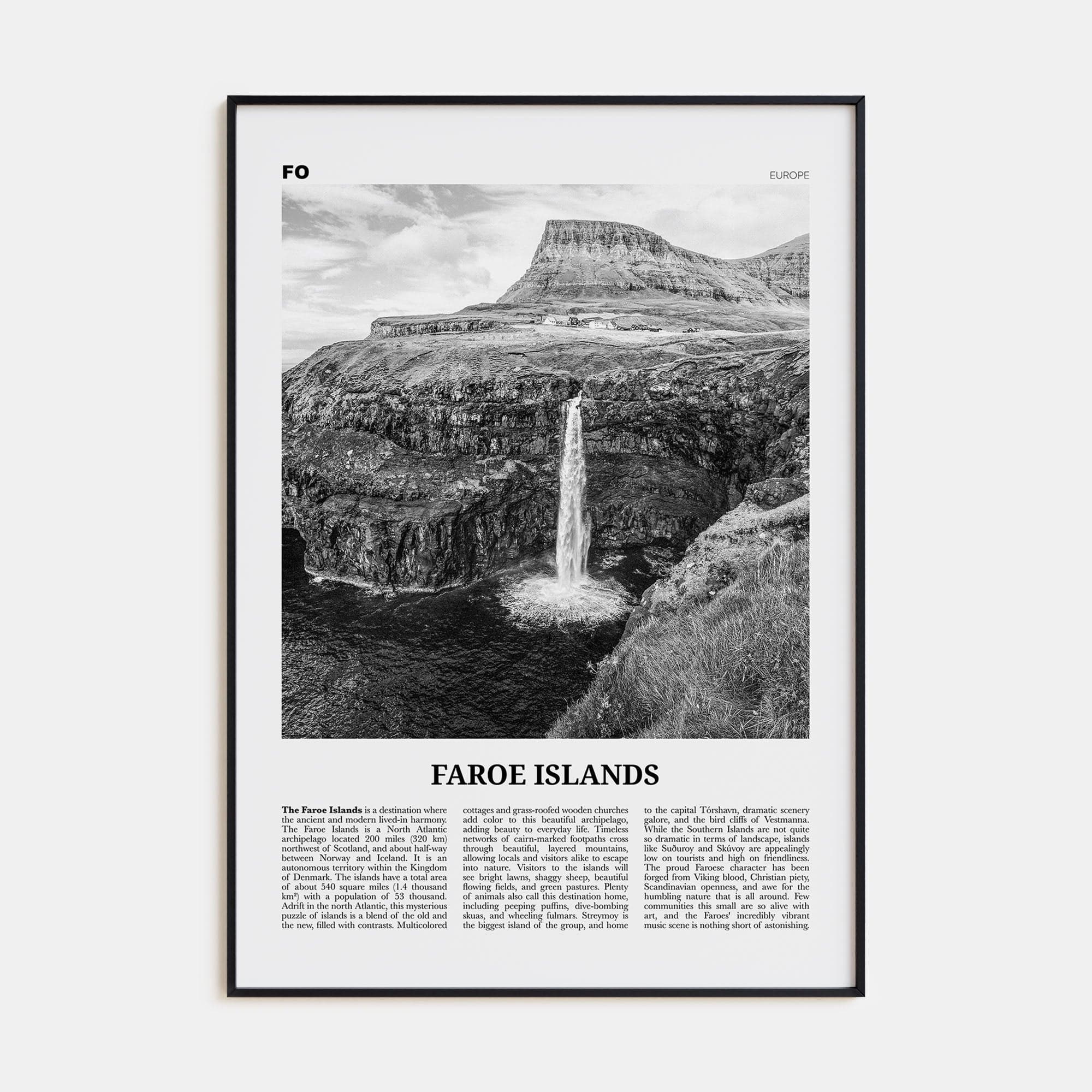 Faroe Islands Poster None / 8x12 in Nbourhood Travel B&W Poster