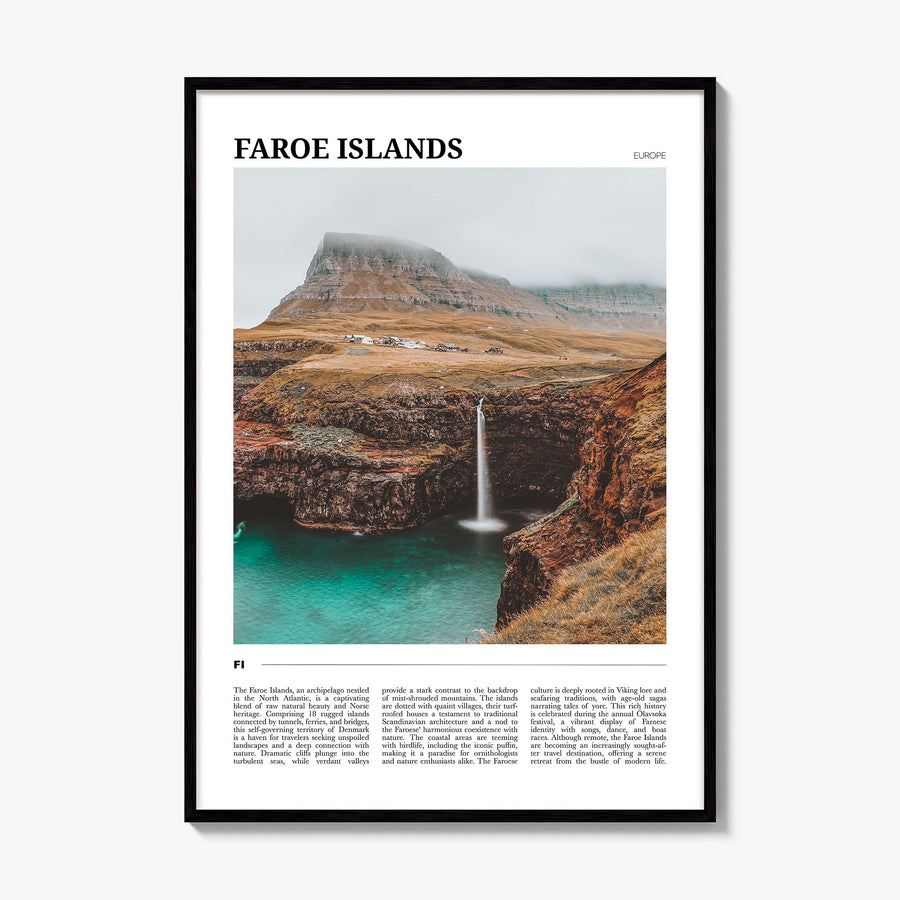 Faroe Islands Travel Poster, framed poster mockup