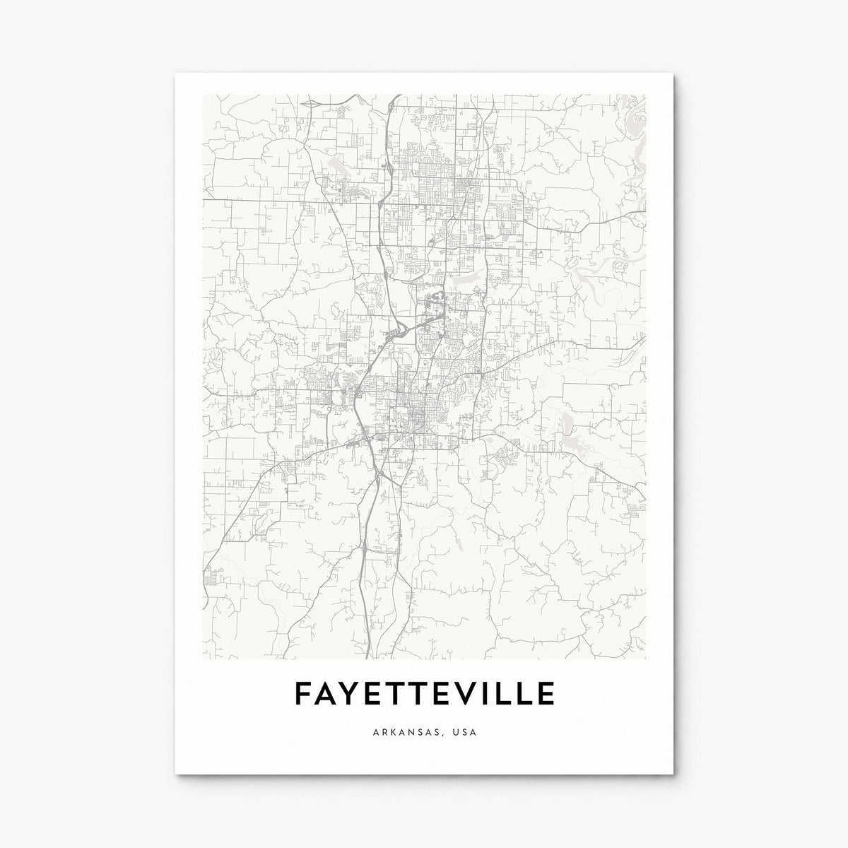 Fayetteville, Arkansas Map Poster, print only (unframed)