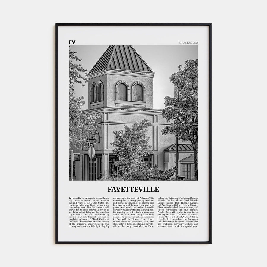 Fayetteville, Arkansas Poster None / 8x12 in Nbourhood Travel B&W Poster