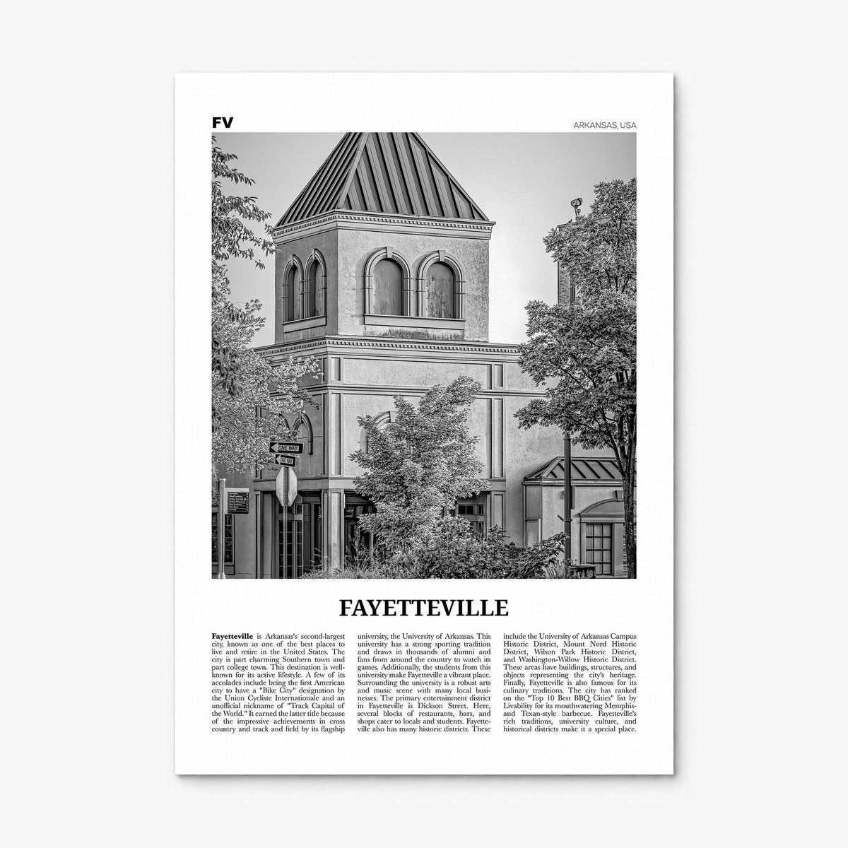Fayetteville, Arkansas Newspaper Poster, print only (unframed)