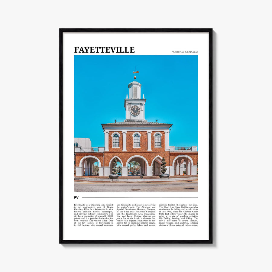 Fayetteville, North Carolina colorful travel poster of North Carolina, USA – vertical wall art, unframed print shown in inter