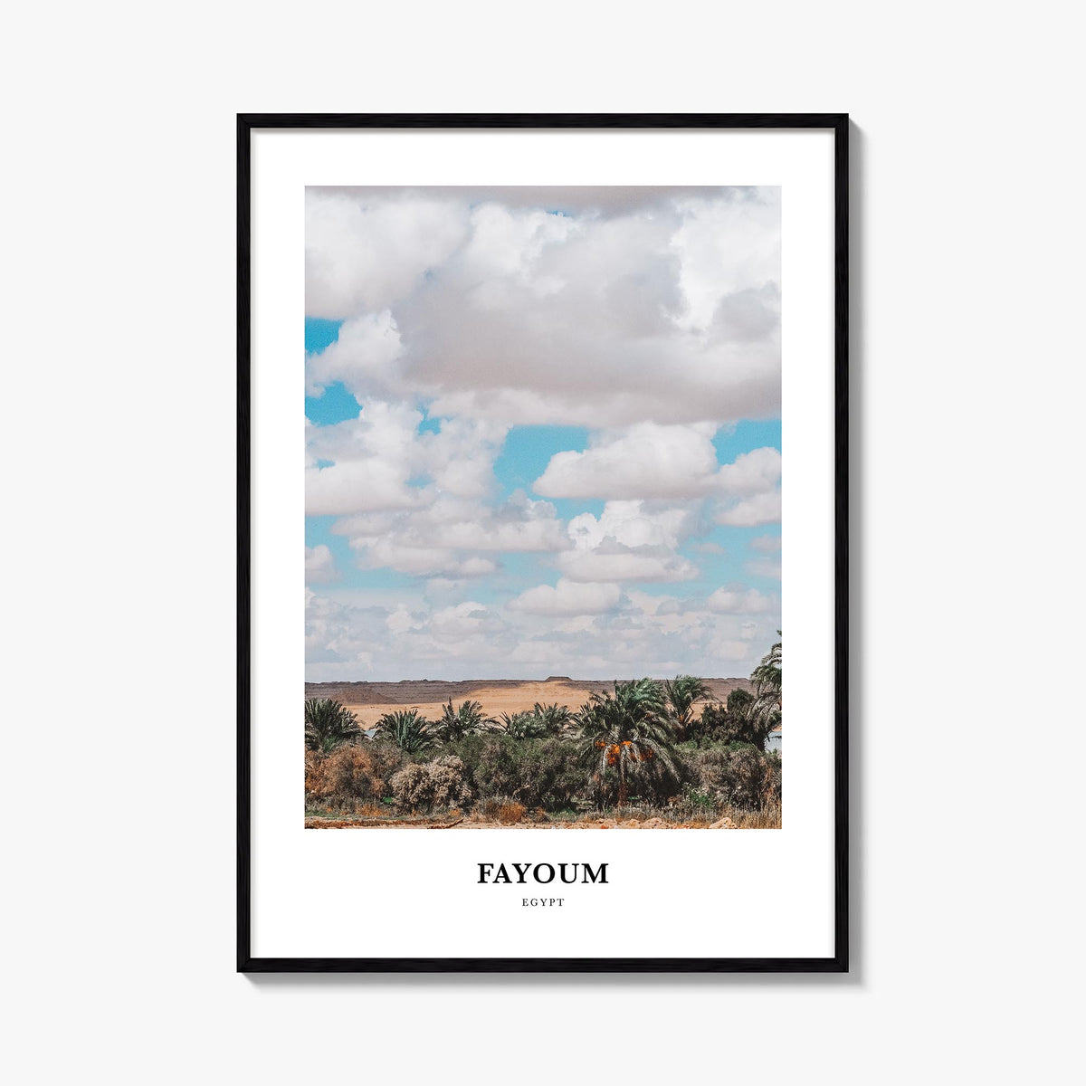 Fayoum colorful classic poster of Egypt – vertical wall art, unframed print shown in interior mockup
