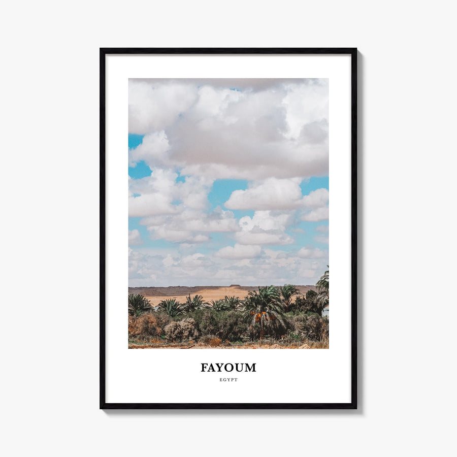 Fayoum colorful classic poster of Egypt – vertical wall art, unframed print shown in interior mockup