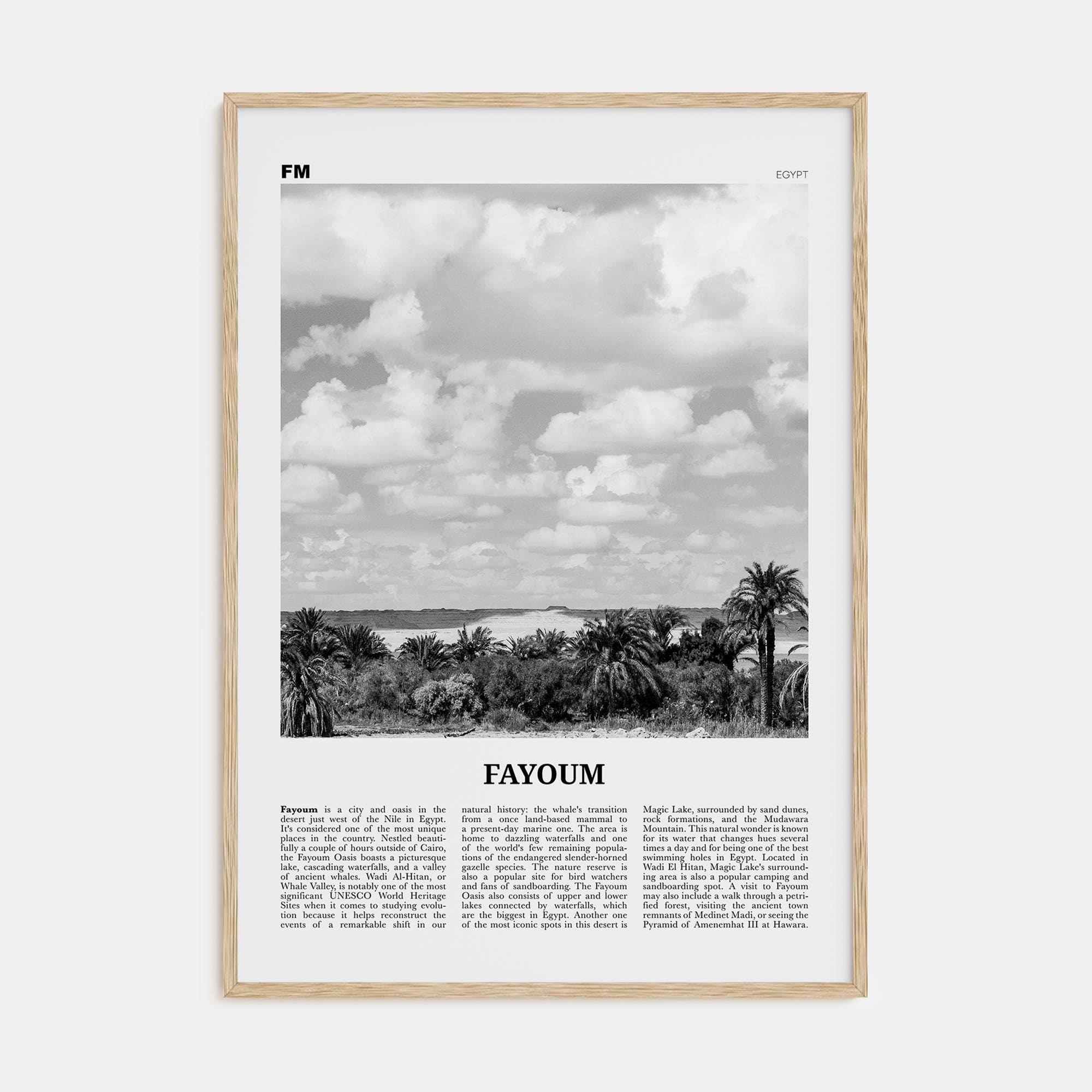 Fayoum Poster Natural Wood / 8x12 in Nbourhood Travel B&W Poster