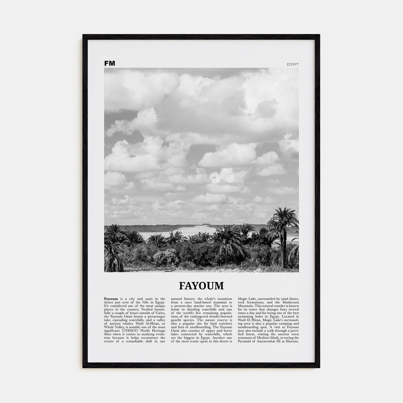 Fayoum Poster Black Wood / 8x12 in Nbourhood Travel B&W Poster