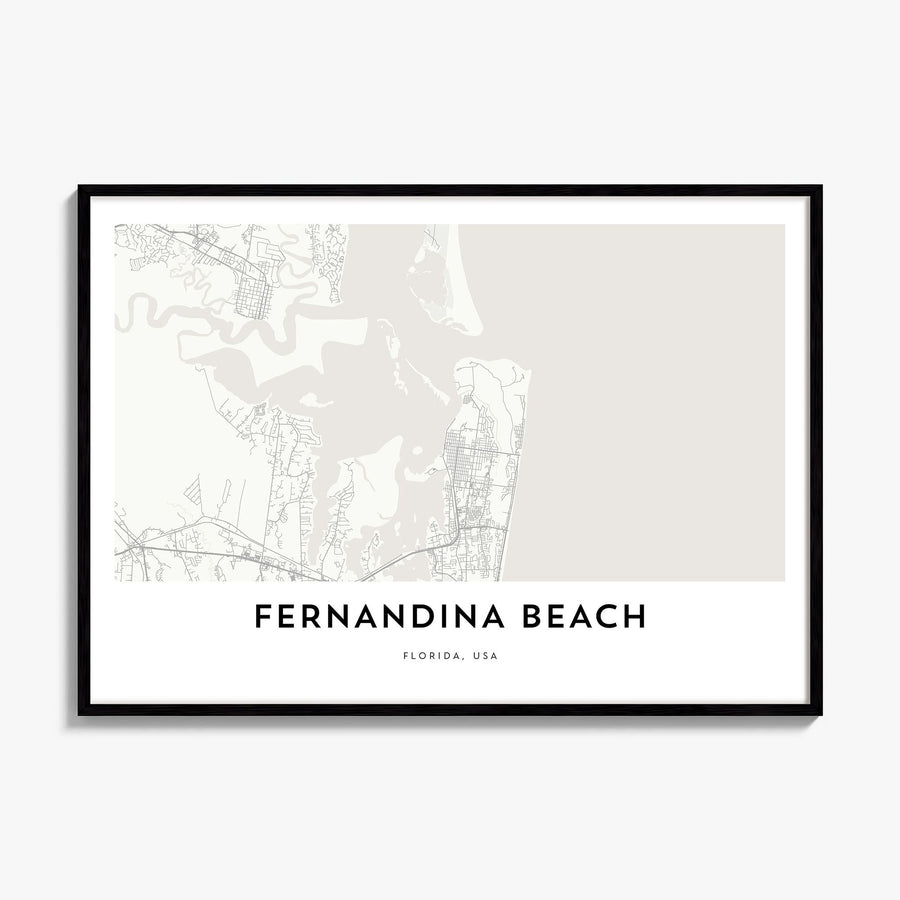 Fernandina Beach Map Poster, framed poster mockup