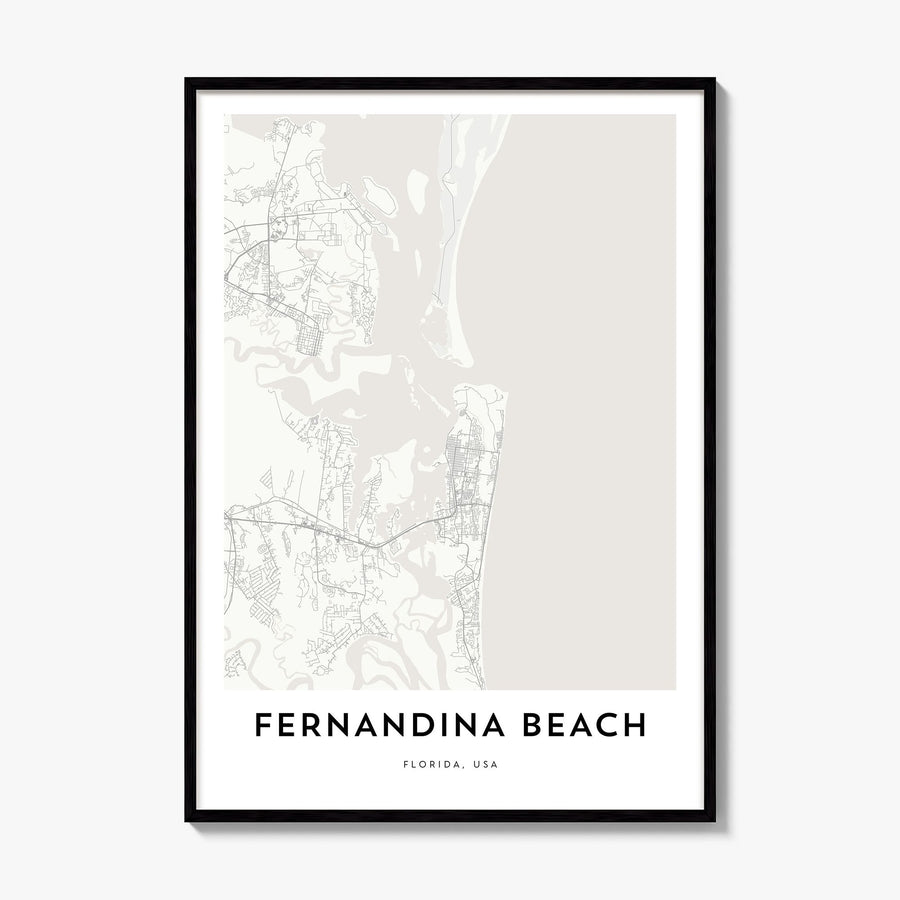 Fernandina Beach Map Poster, framed poster mockup