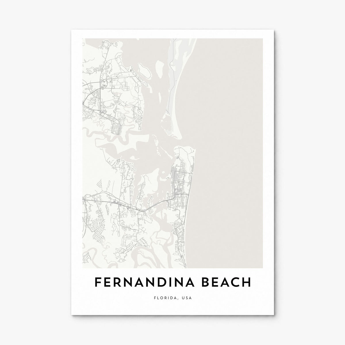 Fernandina Beach Map Poster, print only (unframed)