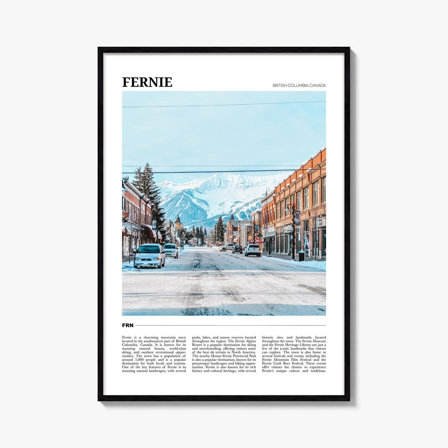 Fernie colorful travel poster of British Columbia, Canada – vertical wall art, unframed print shown in interior mockup