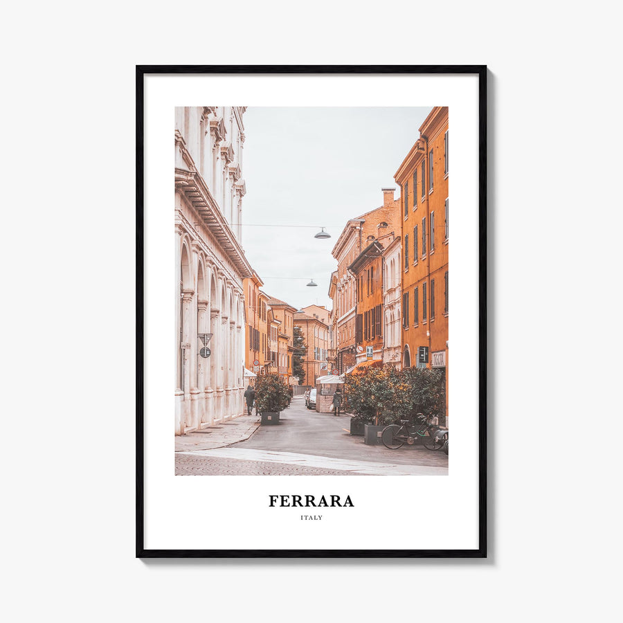 Ferrara colorful classic poster of Italy – vertical wall art, unframed print shown in interior mockup