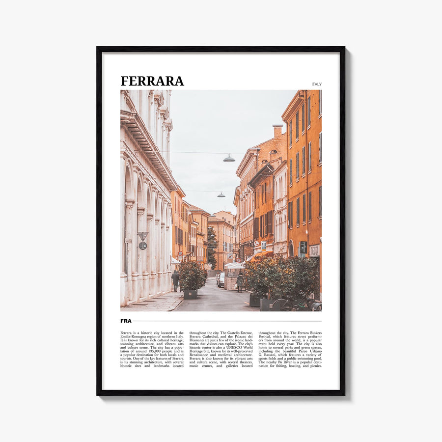 Ferrara colorful travel poster of Italy – vertical wall art, unframed print shown in interior mockup