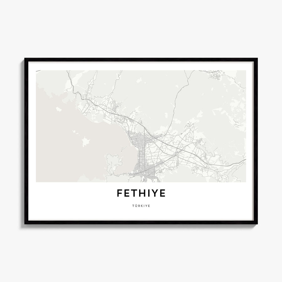 Fethiye Map Poster, framed poster mockup
