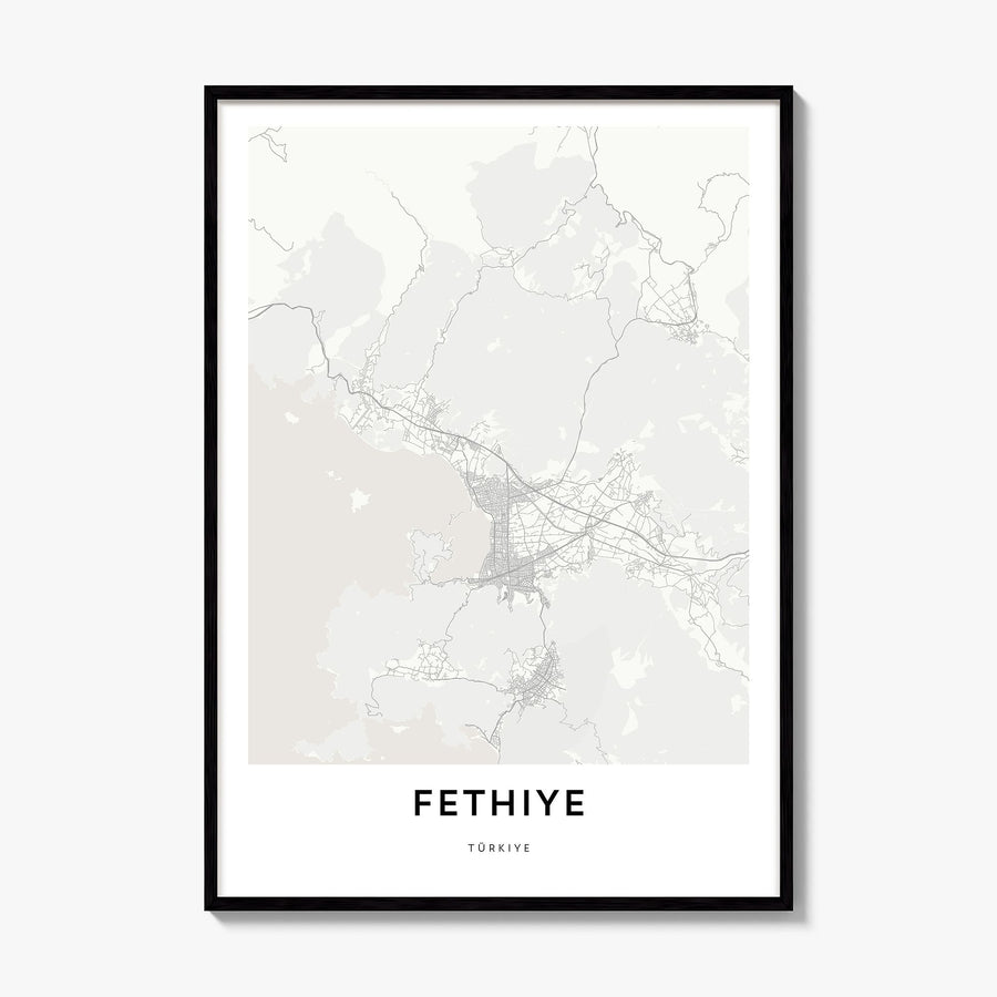 Fethiye Map Poster, framed poster mockup