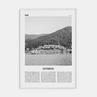 Fethiye Poster White Wood / 8x12 in Nbourhood Travel B&W Poster