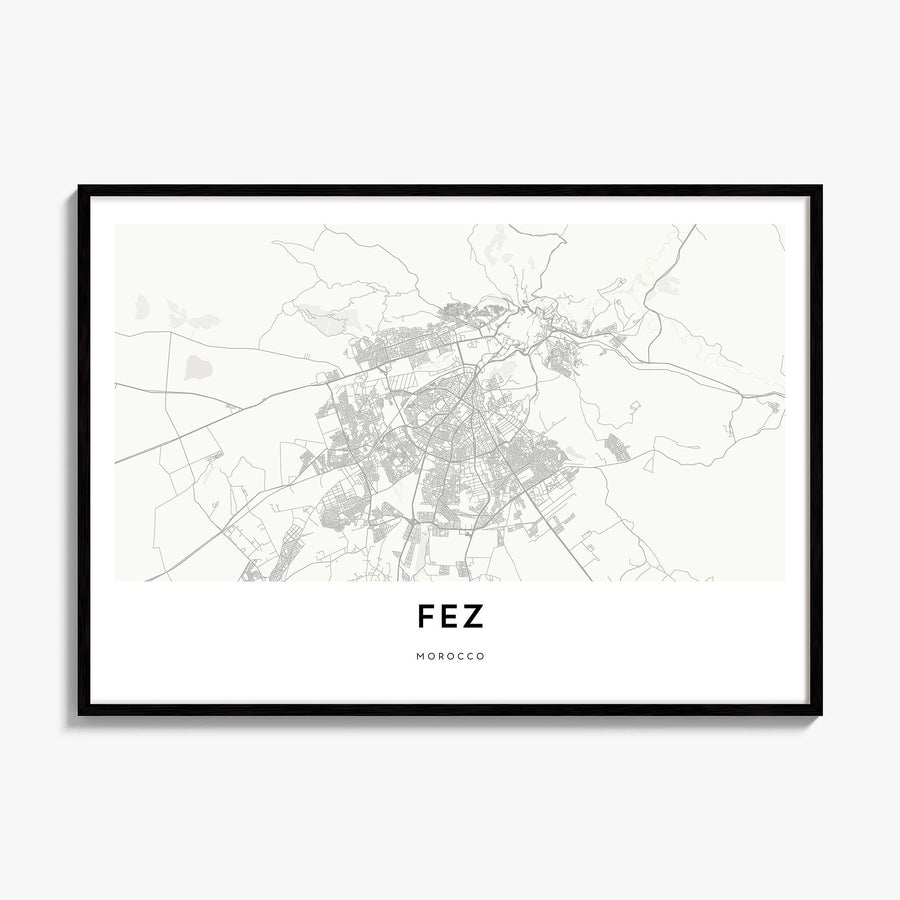 Fez Map Poster, framed poster mockup
