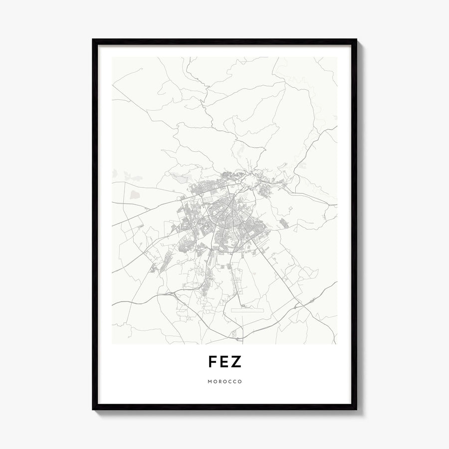 Fez Map Poster, framed poster mockup