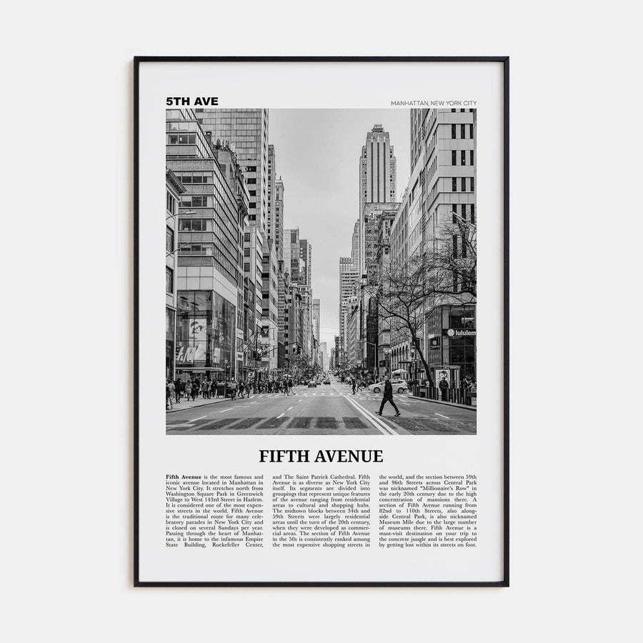 Fifth Avenue Poster None / 8x12 in Nbourhood Travel B&W Poster