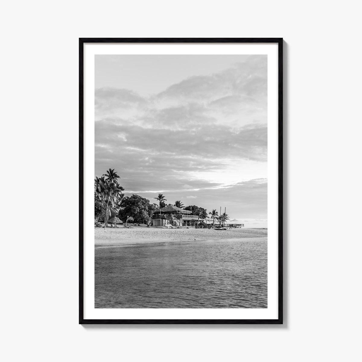 Fiji black & white photo poster of Oceania – vertical wall art, unframed print shown in interior mockup