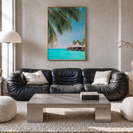Fiji colorful photo poster of Oceania – vertical wall art in natural wood frame, hanging on wall
