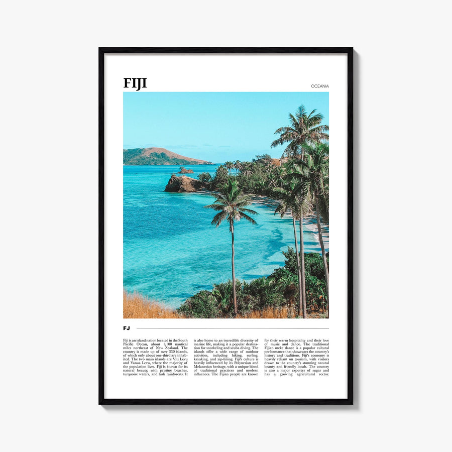 Fiji colorful travel poster of Oceania – vertical wall art, unframed print shown in interior mockup