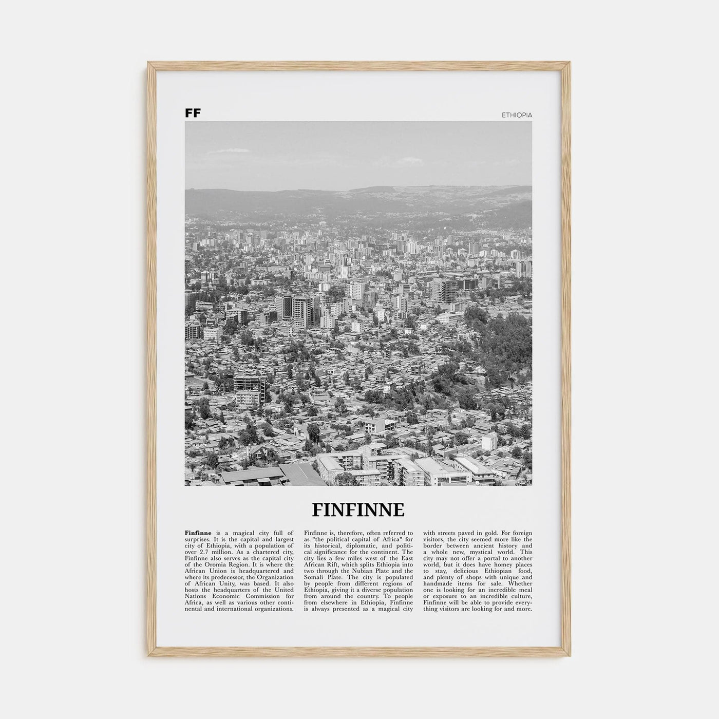 Finfinne Poster Natural Wood / 8x12 in Nbourhood Travel B&W Poster