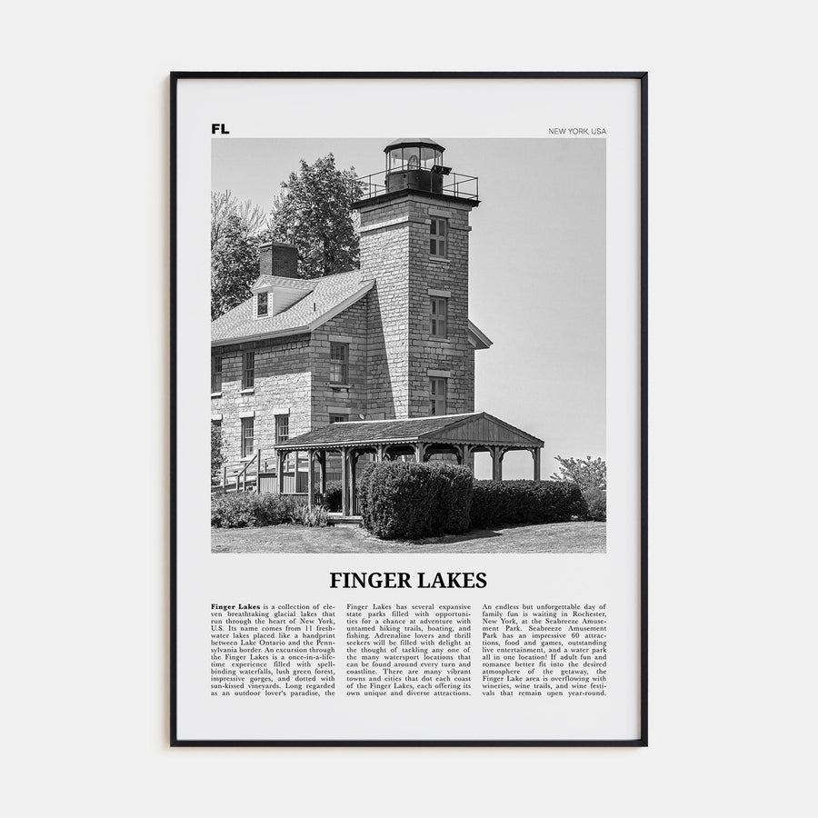 Finger Lakes Poster None / 8x12 in Nbourhood Travel B&W Poster