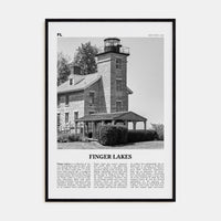 Finger Lakes Poster Black Wood / 8x12 in Nbourhood Travel B&W Poster