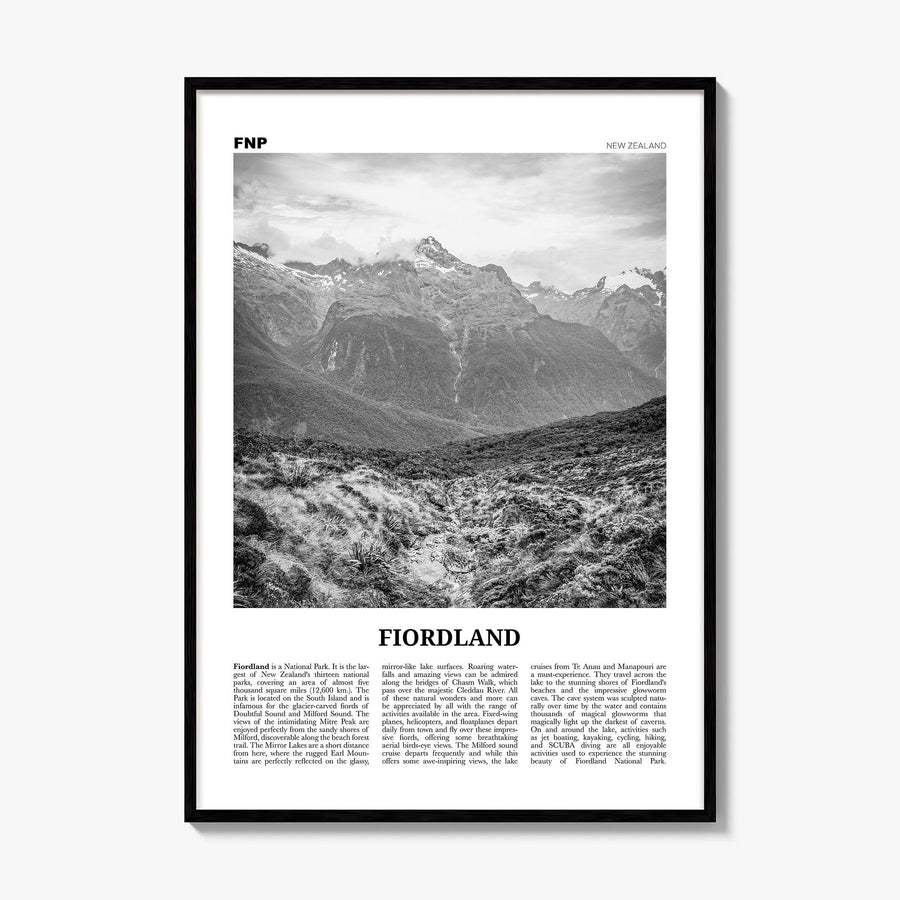 Fiordland National Park Newspaper Poster, framed poster mockup