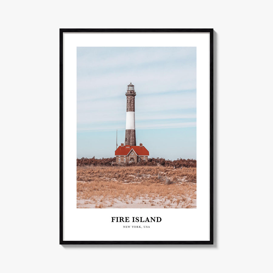 Fire Island no. 1 colorful classic poster of Long Island, New York – vertical wall art, unframed print shown in interior mock