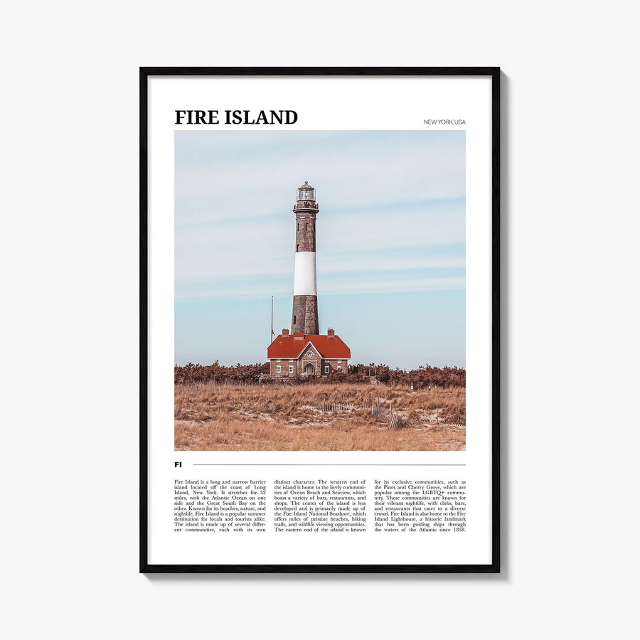 Fire Island no. 1 colorful travel poster of Long Island, New York – vertical wall art, unframed print shown in interior mocku