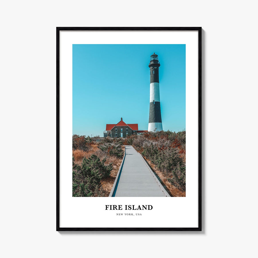Fire Island no. 2 colorful classic poster of Long Island, New York – vertical wall art, unframed print shown in interior mock