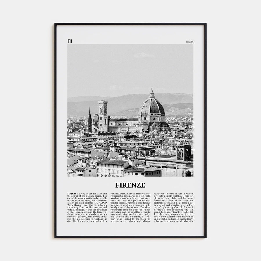 Firenze Poster None / 8x12 in Nbourhood Travel B&W Poster