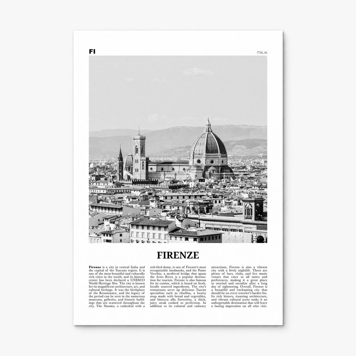 Firenze Newspaper Poster, print only (unframed)