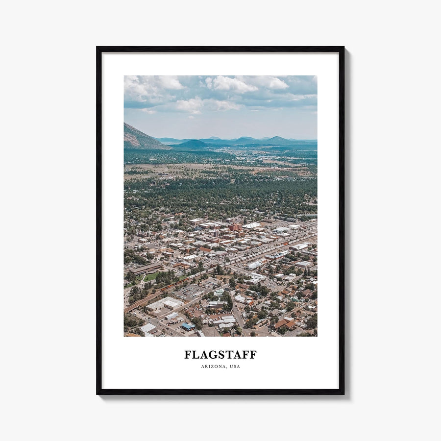 Flagstaff colorful classic poster of Arizona, USA – vertical wall art, unframed print shown in interior mockup