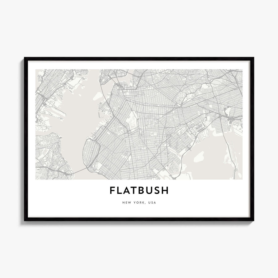 Flatbush Map Poster, framed poster mockup