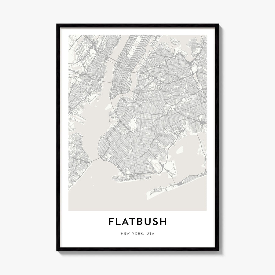 Flatbush Map Poster, framed poster mockup
