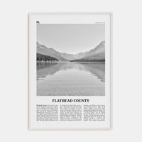 Flathead County Poster White Wood / 8x12 in Nbourhood Travel B&W Poster