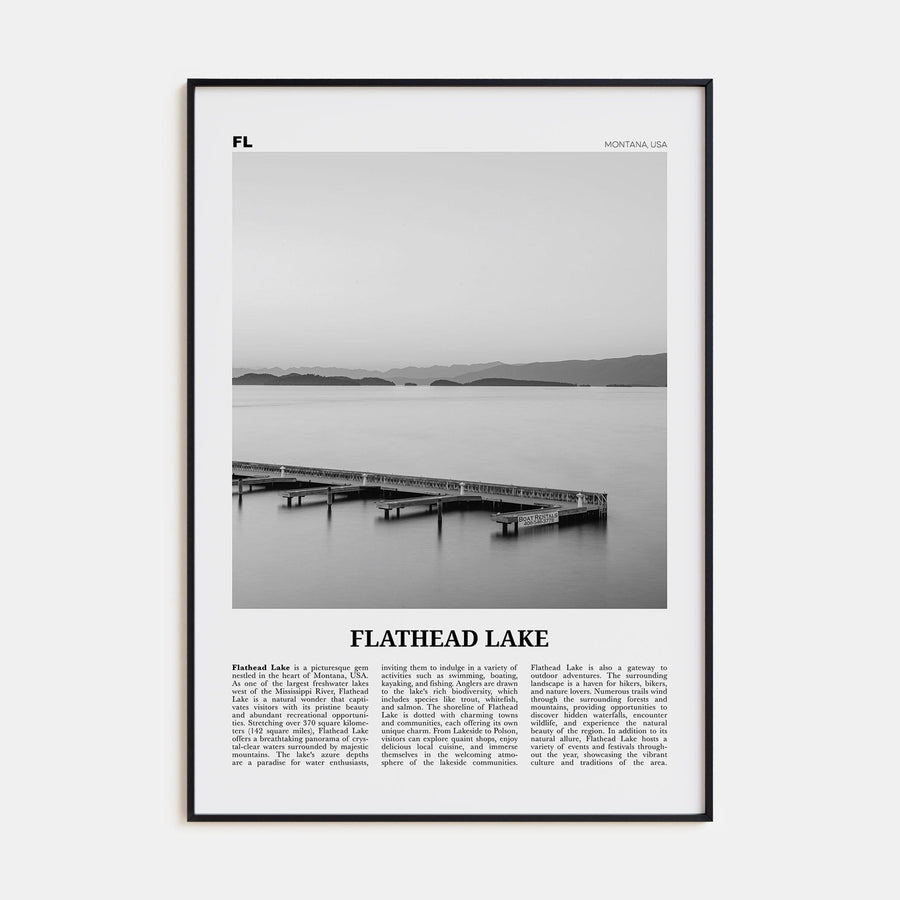 Flathead Lake Poster None / 8x12 in Nbourhood Travel B&W Poster