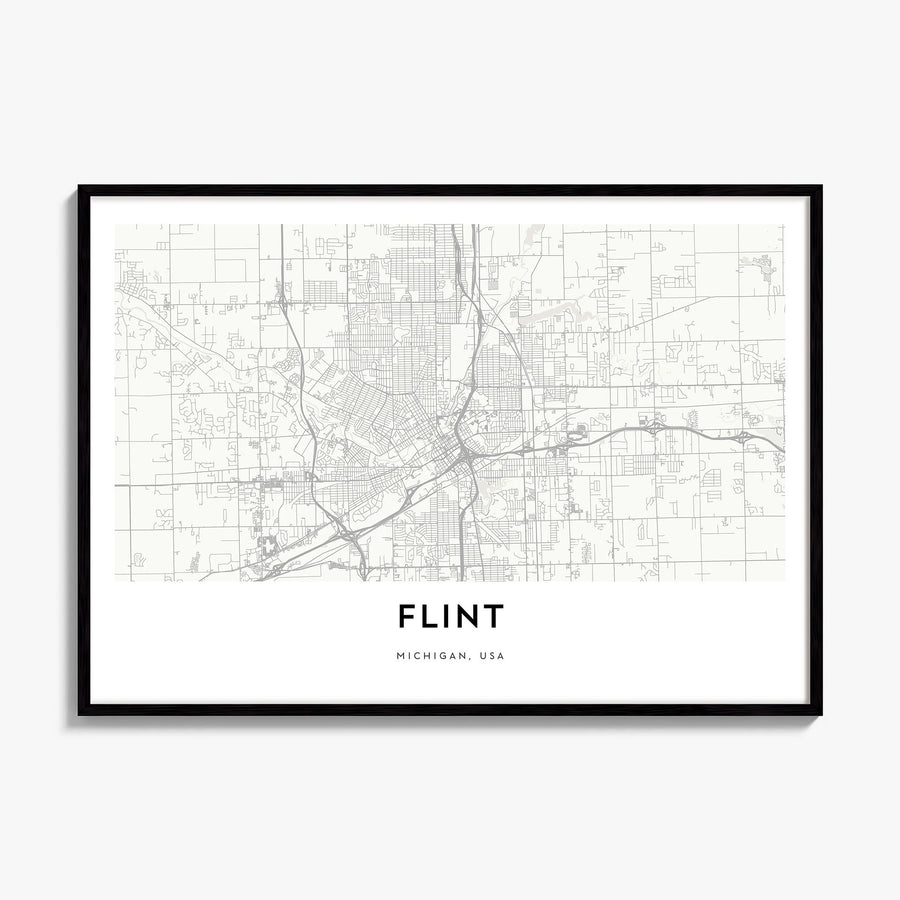 Flint Map Poster, framed poster mockup