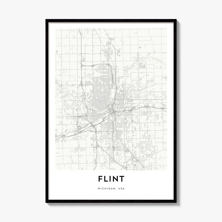 Flint Map Poster, framed poster mockup