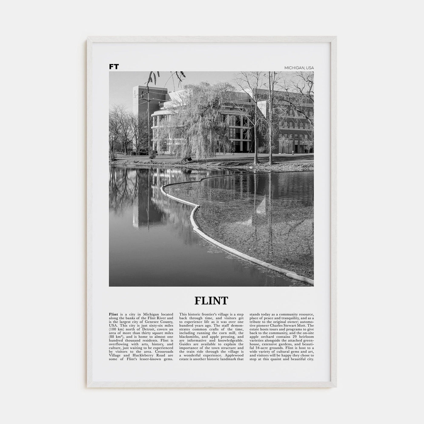 Flint Poster White Wood / 8x12 in Nbourhood Travel B&W Poster