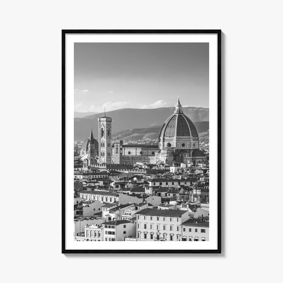 Florence no. 1 black & white photo poster of Italy – vertical wall art, unframed print shown in interior mockup