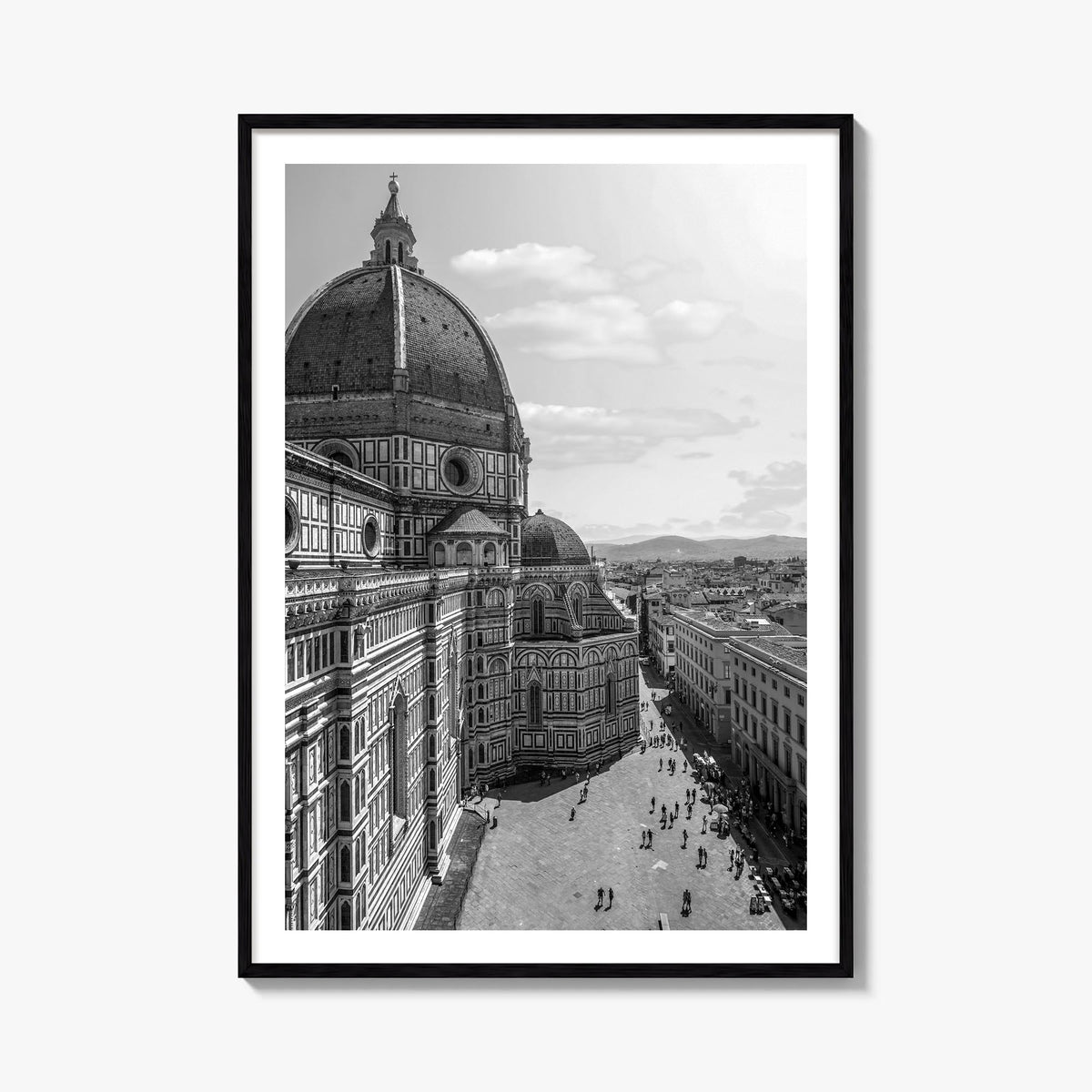 Florence no. 2 black & white photo poster of Italy – vertical wall art, unframed print shown in interior mockup