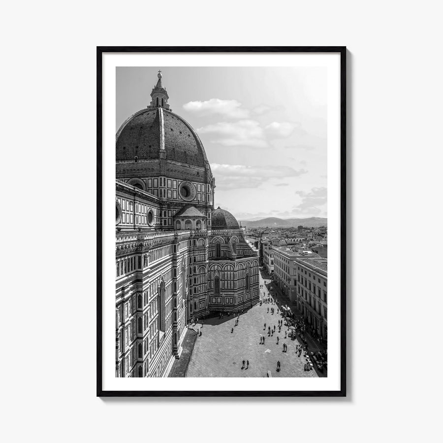 Florence no. 2 black & white photo poster of Italy – vertical wall art, unframed print shown in interior mockup